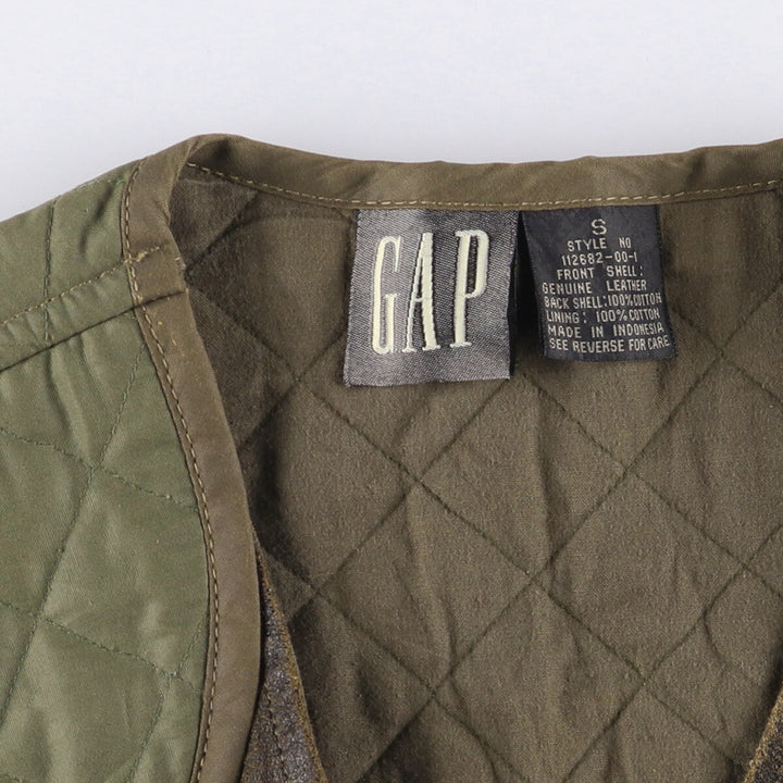 90'S GAP Old Gap Switch Leather Vest, Men's Size Small genuine leather brown type Vintage Second Hand