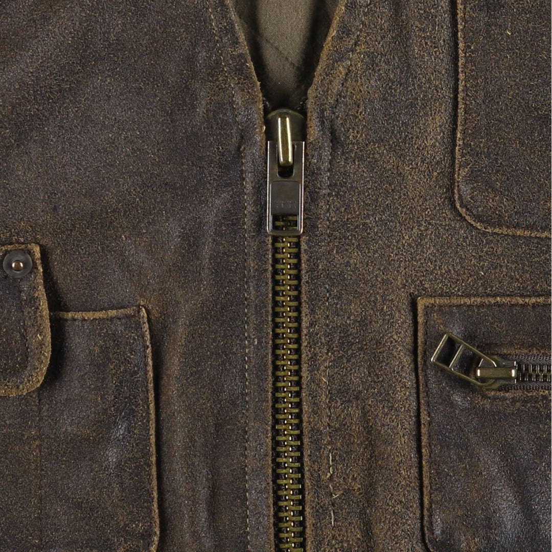 90'S GAP Old Gap Switch Leather Vest, Men's Size Small genuine leather brown type Vintage Second Hand