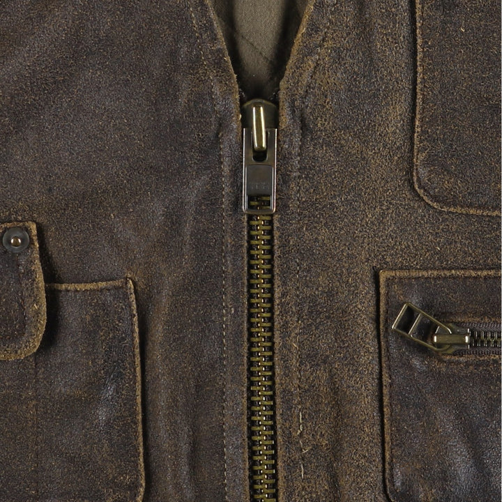 90'S GAP Old Gap Switch Leather Vest, Men's Size Small genuine leather brown type Vintage Second Hand