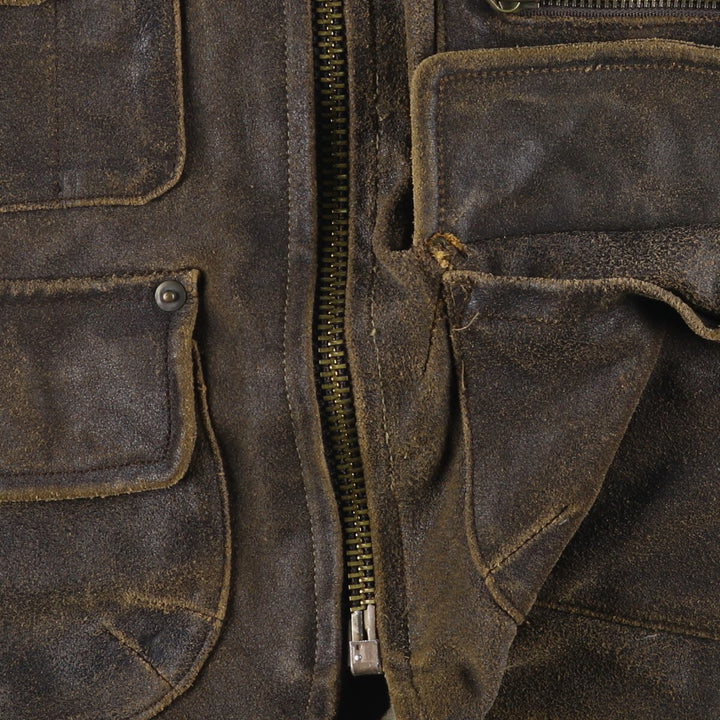 90'S GAP Old Gap Switch Leather Vest, Men's Size Small genuine leather brown type Vintage Second Hand