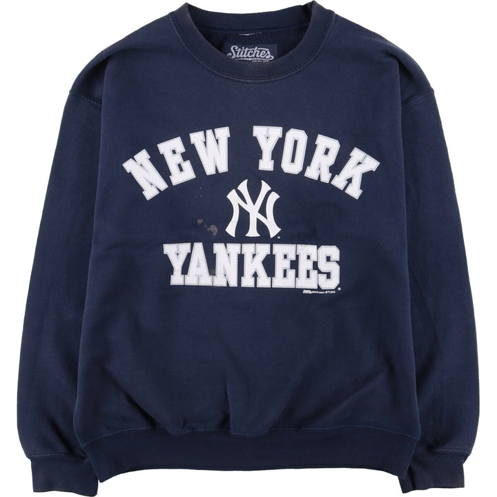STITCHES MLB NEW YORK YANKEES Printed Sweatshirt, Men's Size M cotton navy blue type Vintage Second Hand