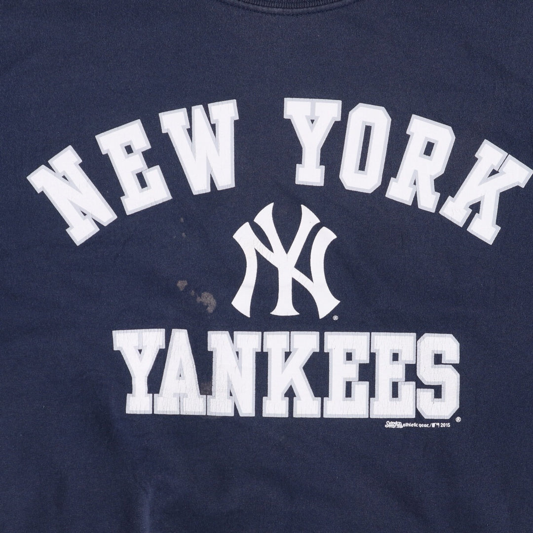 STITCHES MLB NEW YORK YANKEES Printed Sweatshirt, Men's Size M cotton navy blue type Vintage Second Hand