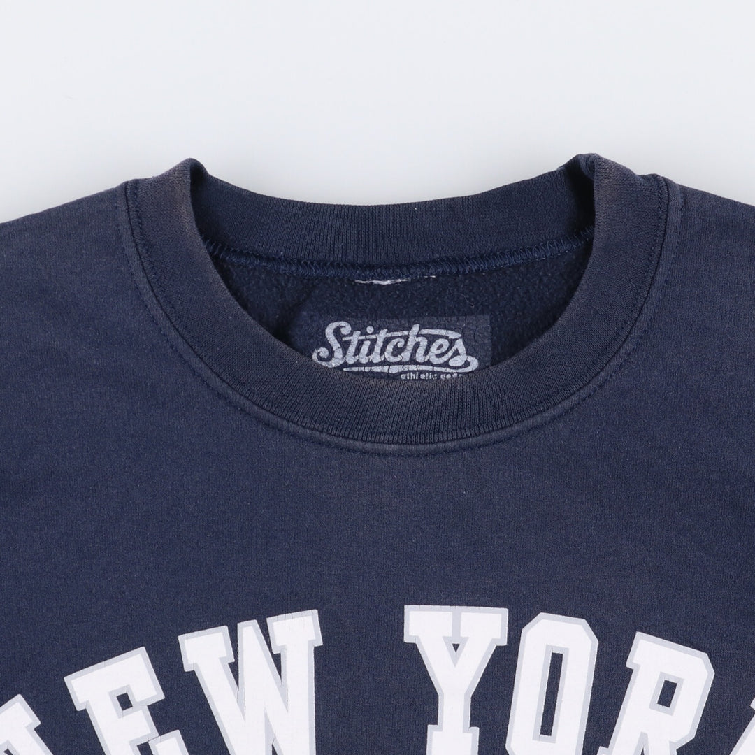 STITCHES MLB NEW YORK YANKEES Printed Sweatshirt, Men's Size M cotton navy blue type Vintage Second Hand