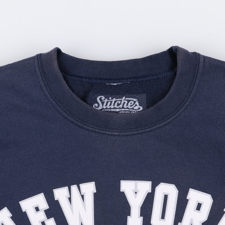 STITCHES MLB NEW YORK YANKEES Printed Sweatshirt, Men's Size M cotton navy blue type Vintage Second Hand