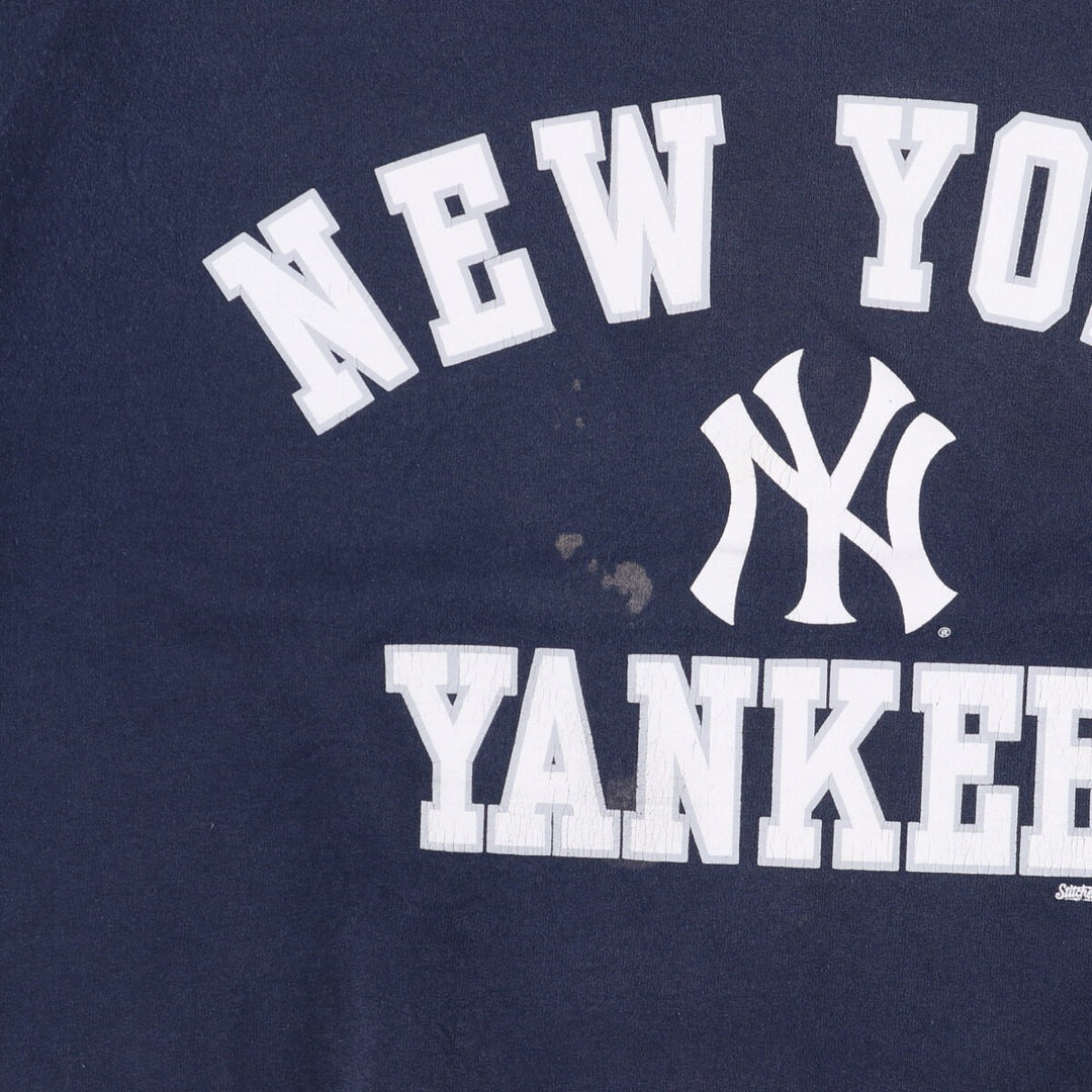 STITCHES MLB NEW YORK YANKEES Printed Sweatshirt, Men's Size M cotton navy blue type Vintage Second Hand