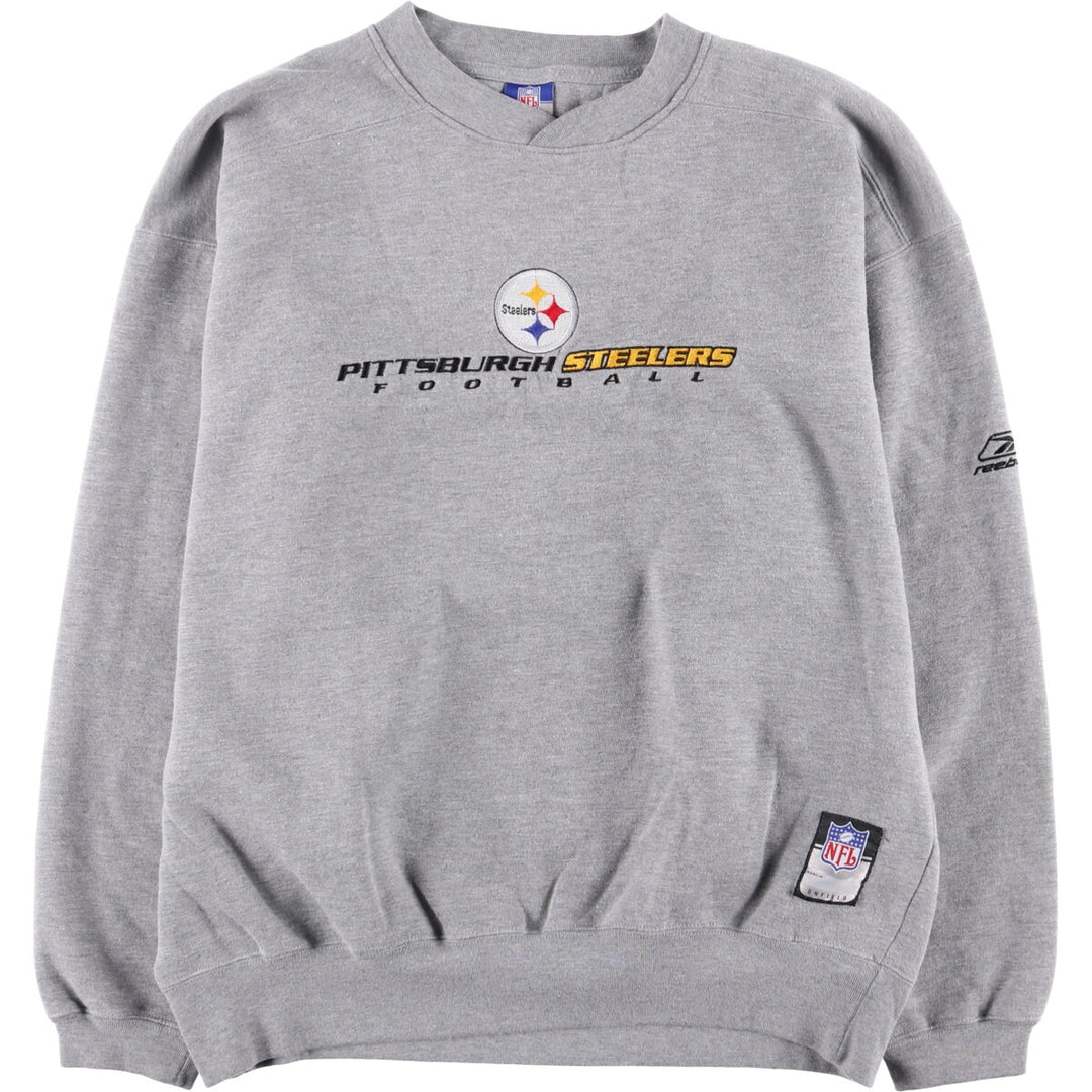 2000'S Reebok NFL PITTSBURGH STEELERS Sweatshirt, Men's Size Medium cotton gray type Vintage Second Hand