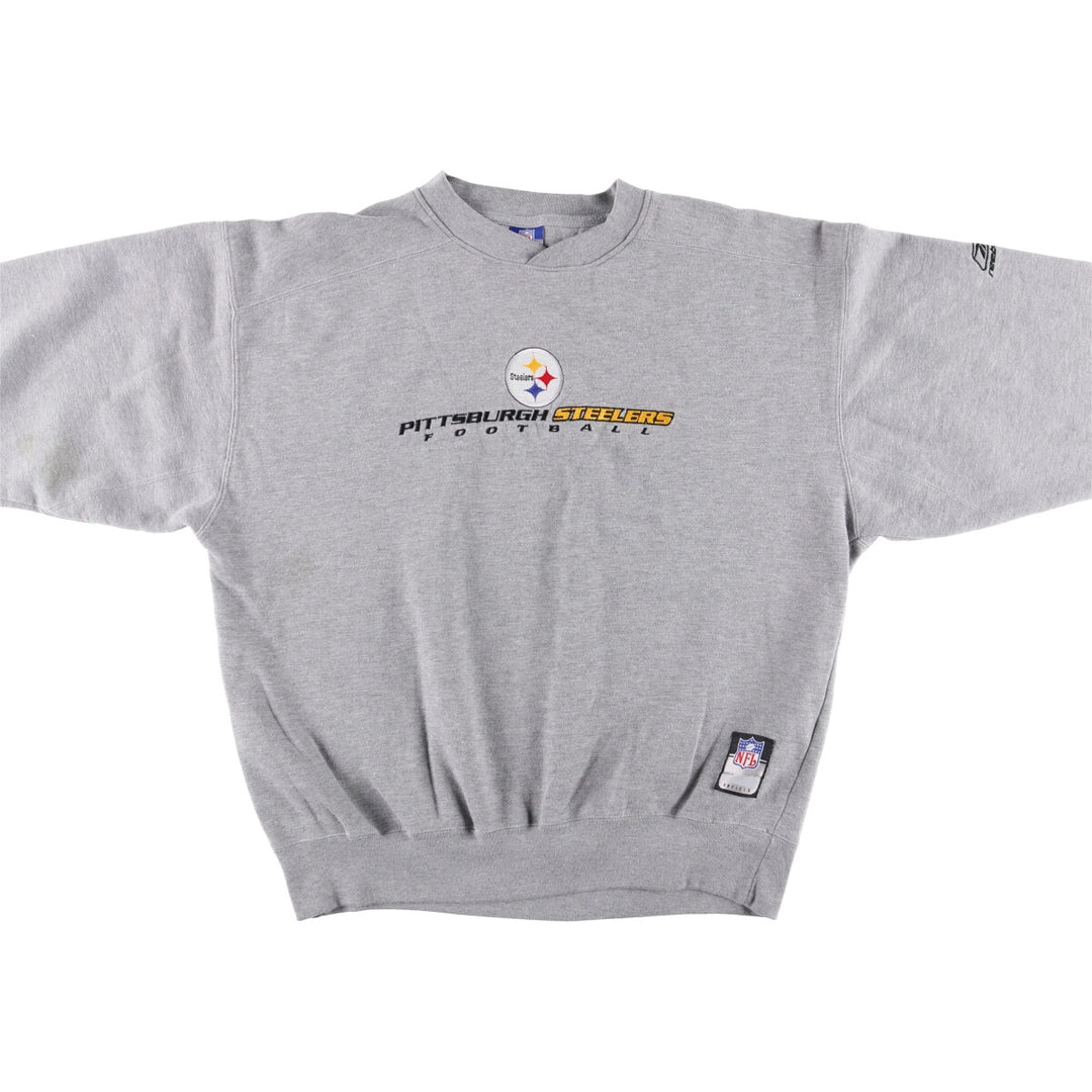 2000'S Reebok NFL PITTSBURGH STEELERS Sweatshirt, Men's Size Medium cotton gray type Vintage Second Hand