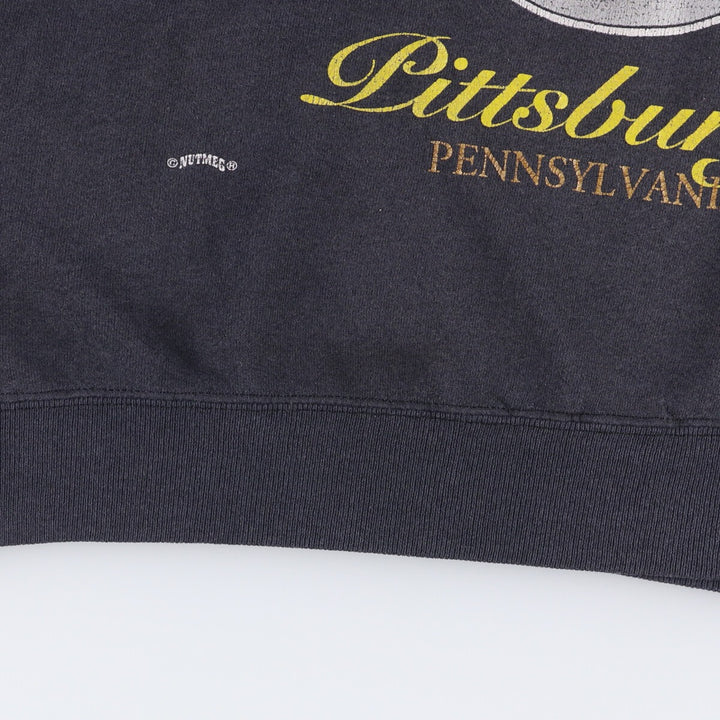 90'S Lee SPORT NFL Pittsburgh Steelers Print Sweatshirt, Made in USA, Men's XXL cotton Charcoal Vintage Second Hand