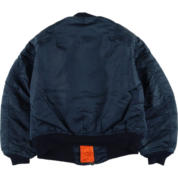 Alpha MA-1 style padded military flight jacket, made in the USA, men's size M. Nylon navy blue type Vintage Second Hand
