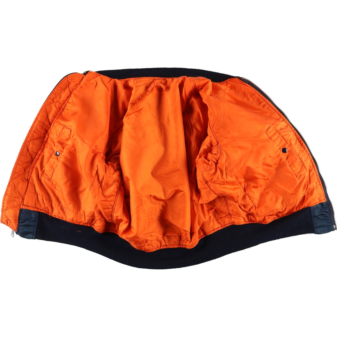 Alpha MA-1 style padded military flight jacket, made in the USA, men's size M. Nylon navy blue type Vintage Second Hand