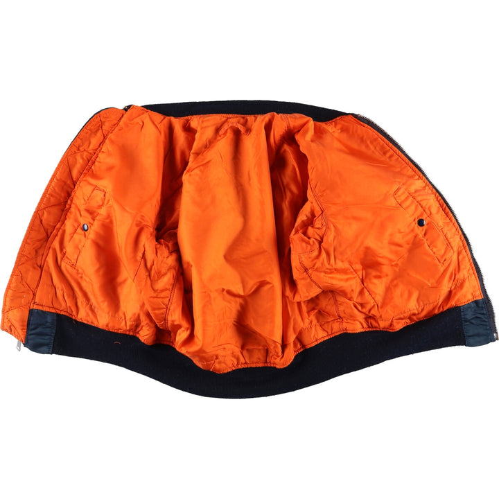 Alpha MA-1 style padded military flight jacket, made in the USA, men's size M. Nylon navy blue type Vintage Second Hand