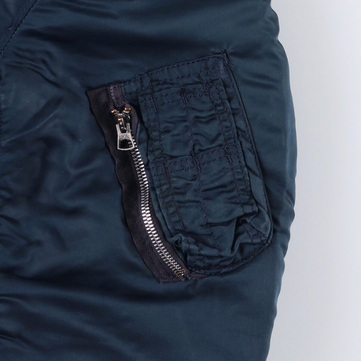 Alpha MA-1 style padded military flight jacket, made in the USA, men's size M. Nylon navy blue type Vintage Second Hand