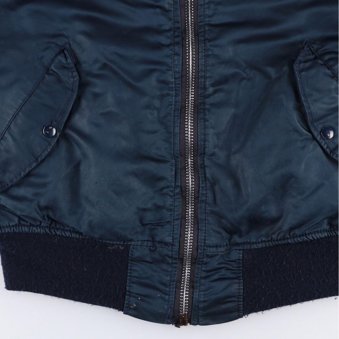 Alpha MA-1 style padded military flight jacket, made in the USA, men's size M. Nylon navy blue type Vintage Second Hand