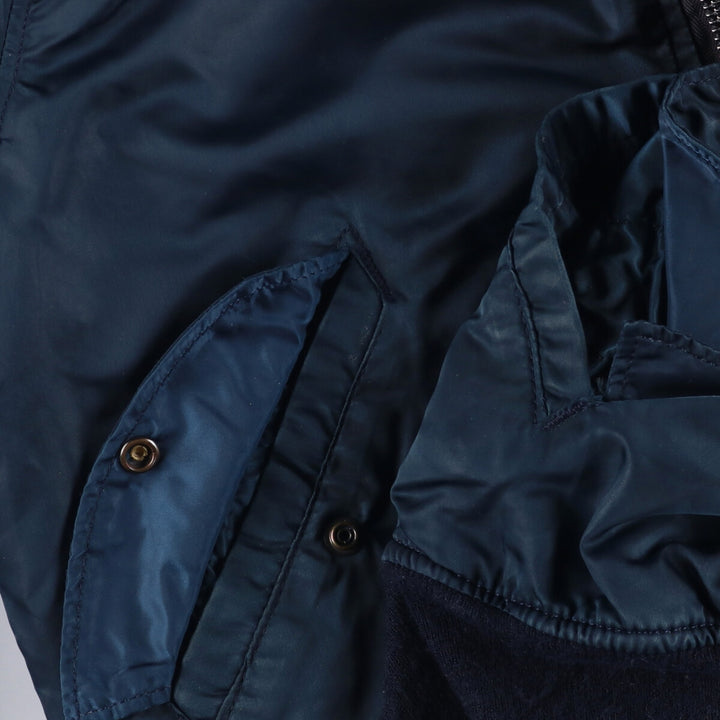 Alpha MA-1 style padded military flight jacket, made in the USA, men's size M. Nylon navy blue type Vintage Second Hand