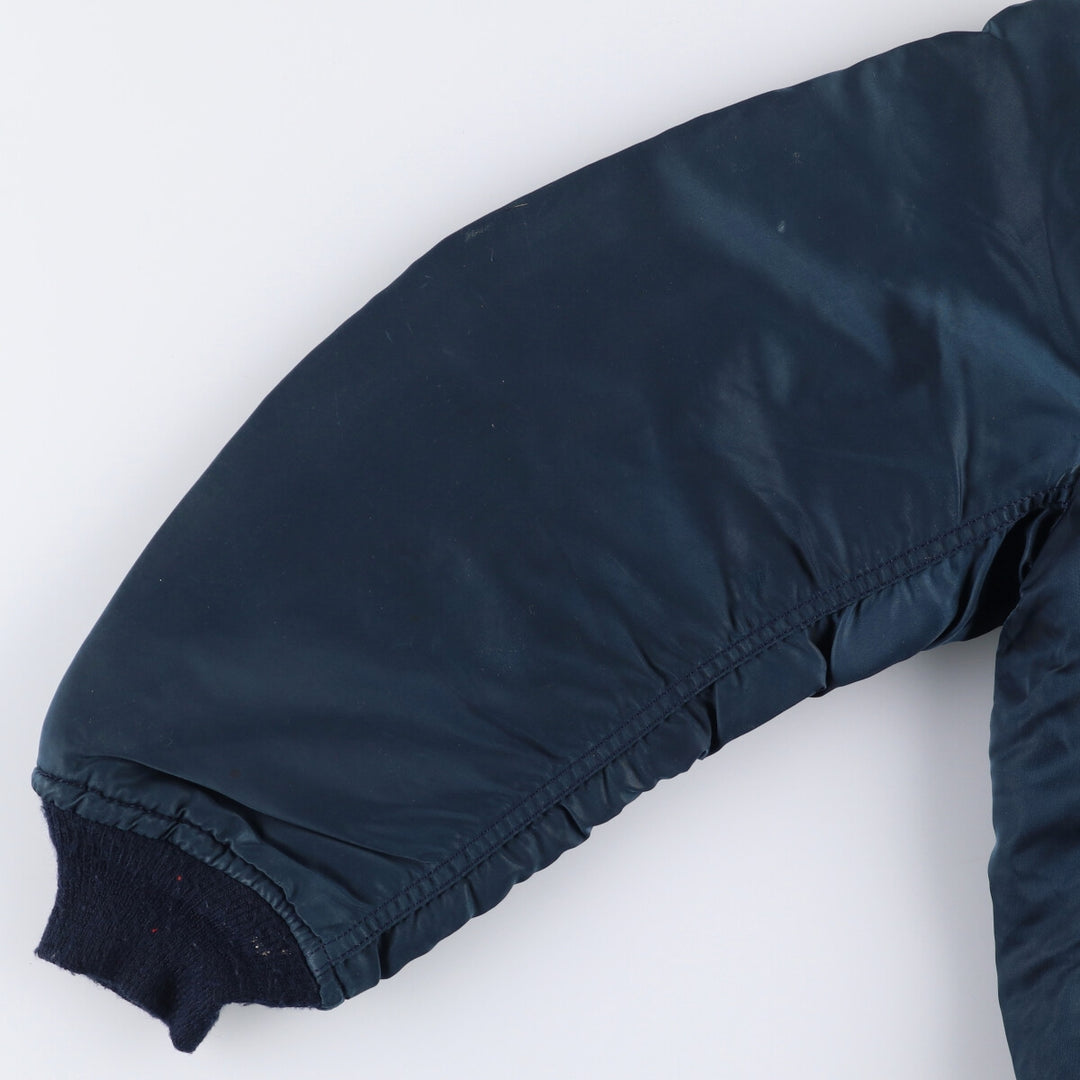Alpha MA-1 style padded military flight jacket, made in the USA, men's size M. Nylon navy blue type Vintage Second Hand