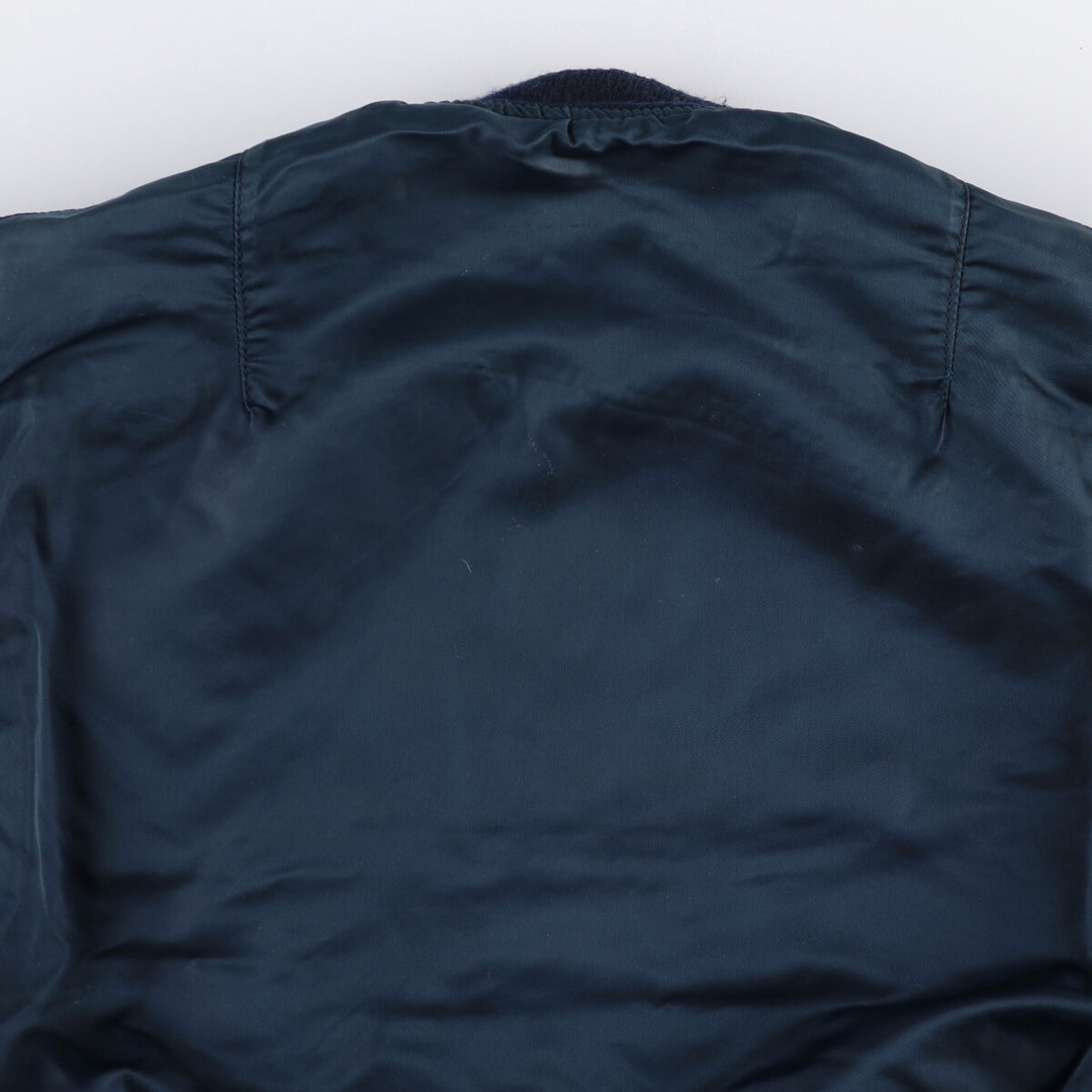 Alpha MA-1 style padded military flight jacket, made in the USA, men's size M. Nylon navy blue type Vintage Second Hand
