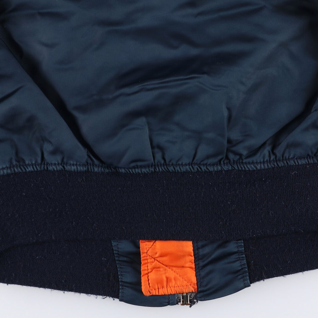 Alpha MA-1 style padded military flight jacket, made in the USA, men's size M. Nylon navy blue type Vintage Second Hand