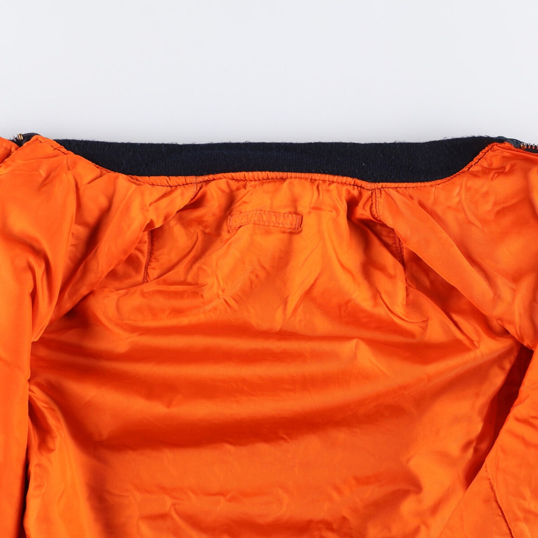 Alpha MA-1 style padded military flight jacket, made in the USA, men's size M. Nylon navy blue type Vintage Second Hand