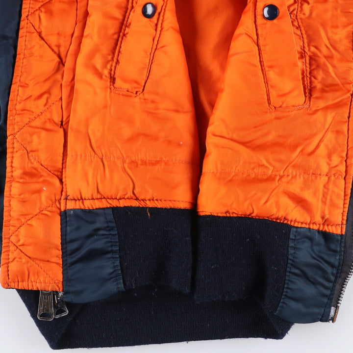 Alpha MA-1 style padded military flight jacket, made in the USA, men's size M. Nylon navy blue type Vintage Second Hand