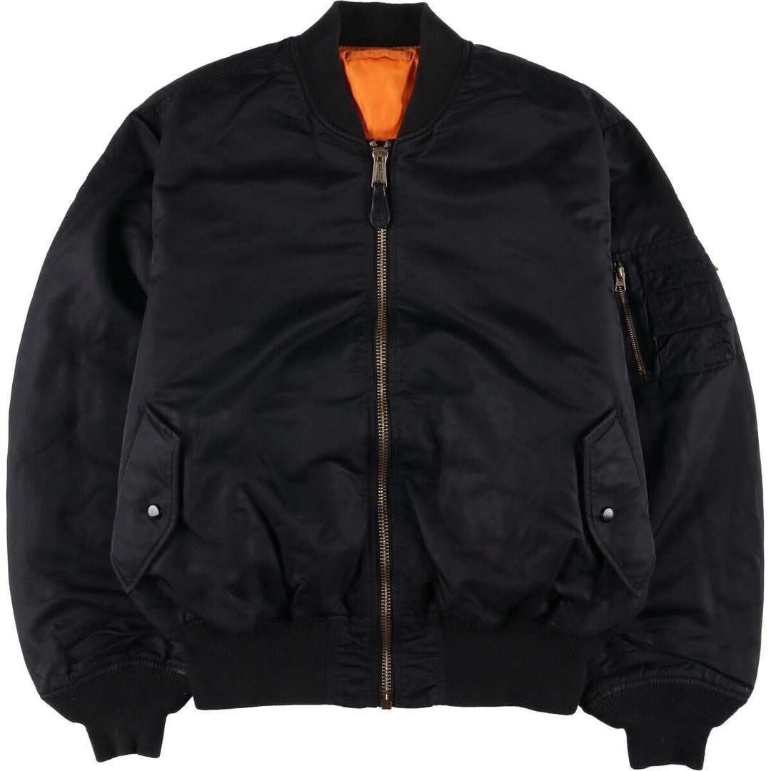 90'S civilian Alpha MA-1 style padded military flight jacket, XLARGE, men's XL, vintage Nylon black type Vintage Second Hand