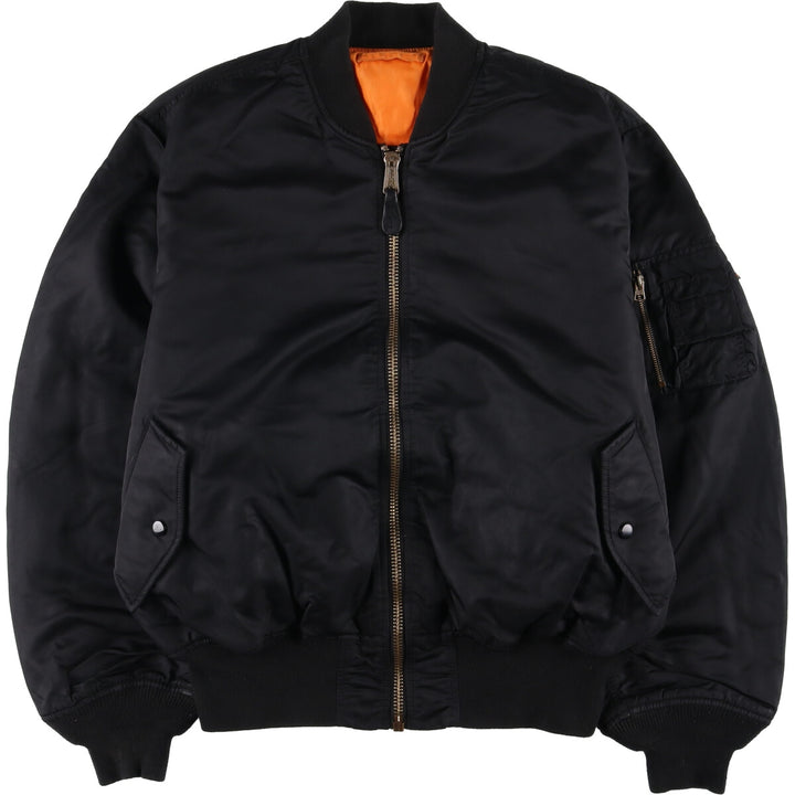 90'S civilian Alpha MA-1 style padded military flight jacket, XLARGE, men's XL, vintage Nylon black type Vintage Second Hand