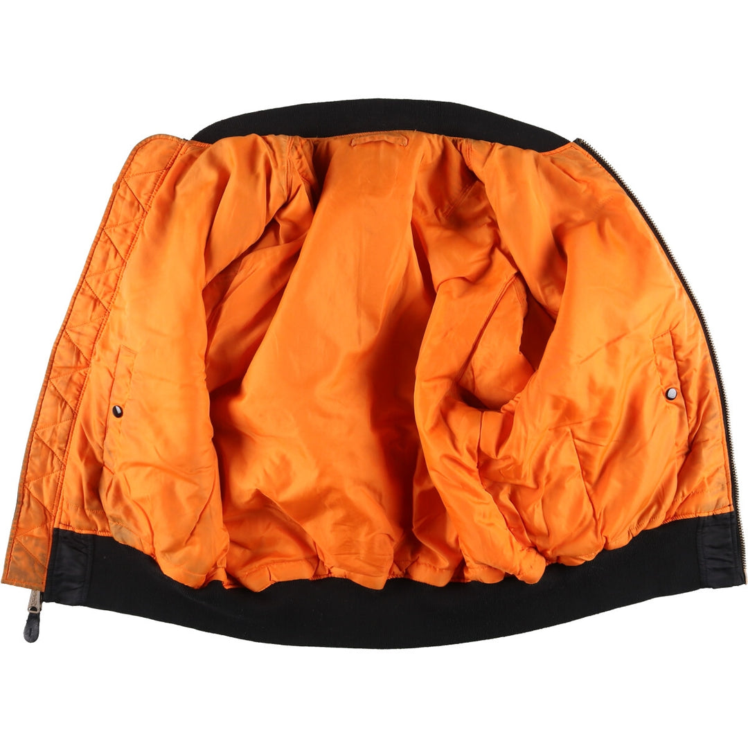 90'S civilian Alpha MA-1 style padded military flight jacket, XLARGE, men's XL, vintage Nylon black type Vintage Second Hand