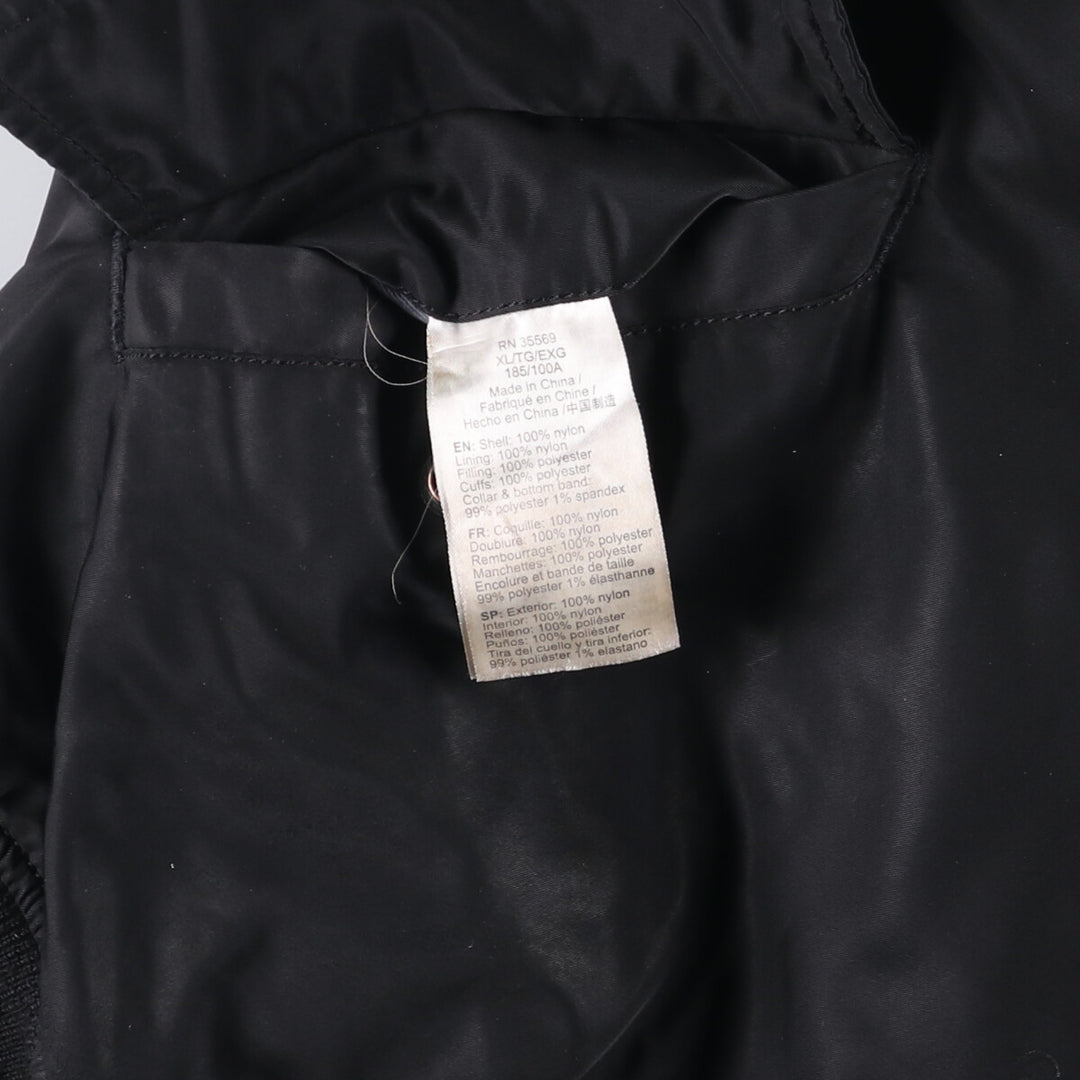 90'S civilian Alpha MA-1 style padded military flight jacket, XLARGE, men's XL, vintage Nylon black type Vintage Second Hand