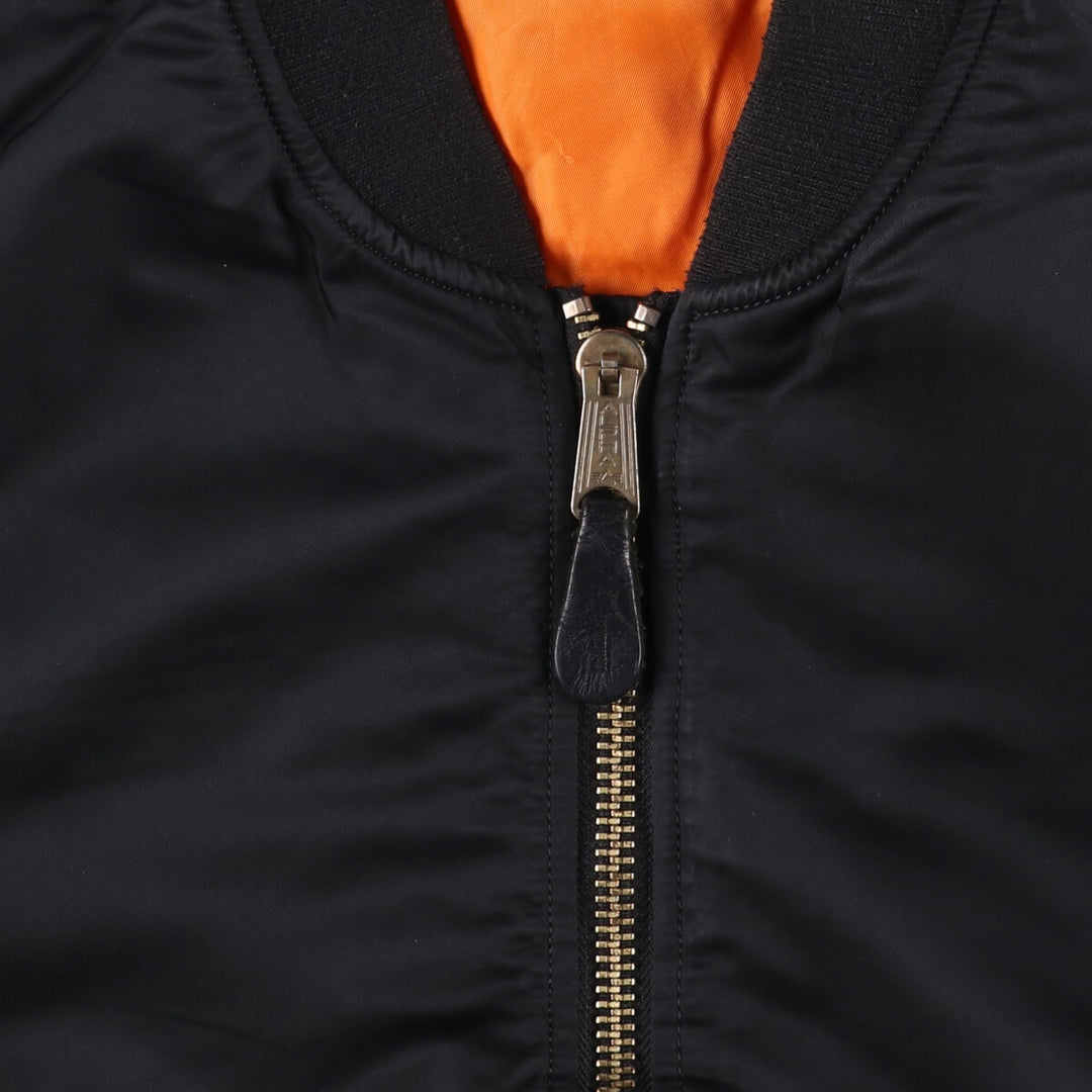 90'S civilian Alpha MA-1 style padded military flight jacket, XLARGE, men's XL, vintage Nylon black type Vintage Second Hand