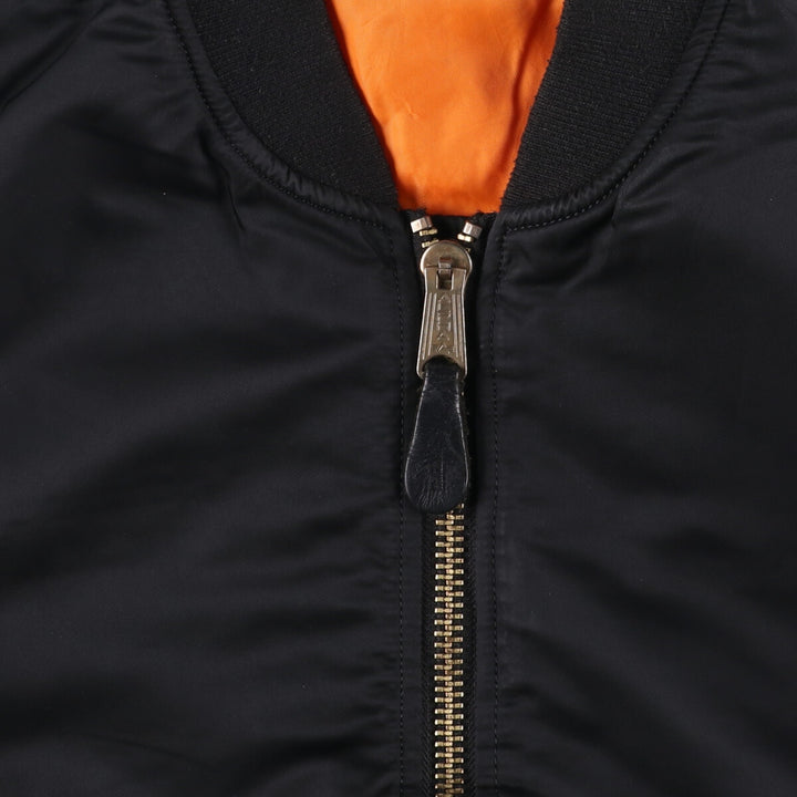 90'S civilian Alpha MA-1 style padded military flight jacket, XLARGE, men's XL, vintage Nylon black type Vintage Second Hand