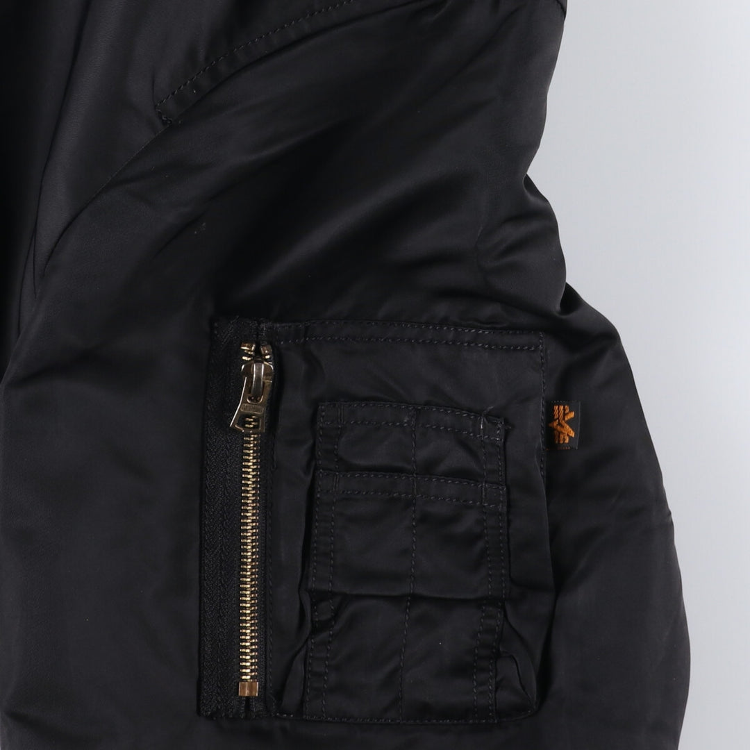 90'S civilian Alpha MA-1 style padded military flight jacket, XLARGE, men's XL, vintage Nylon black type Vintage Second Hand