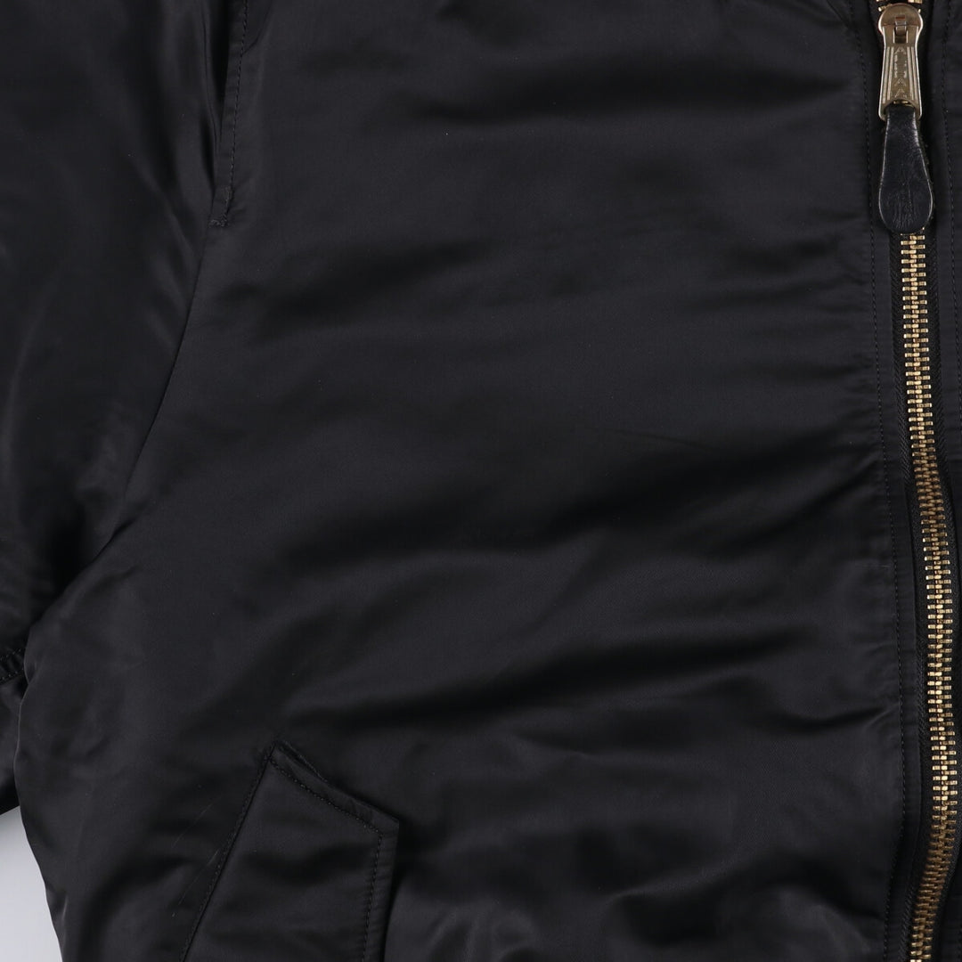 90'S civilian Alpha MA-1 style padded military flight jacket, XLARGE, men's XL, vintage Nylon black type Vintage Second Hand