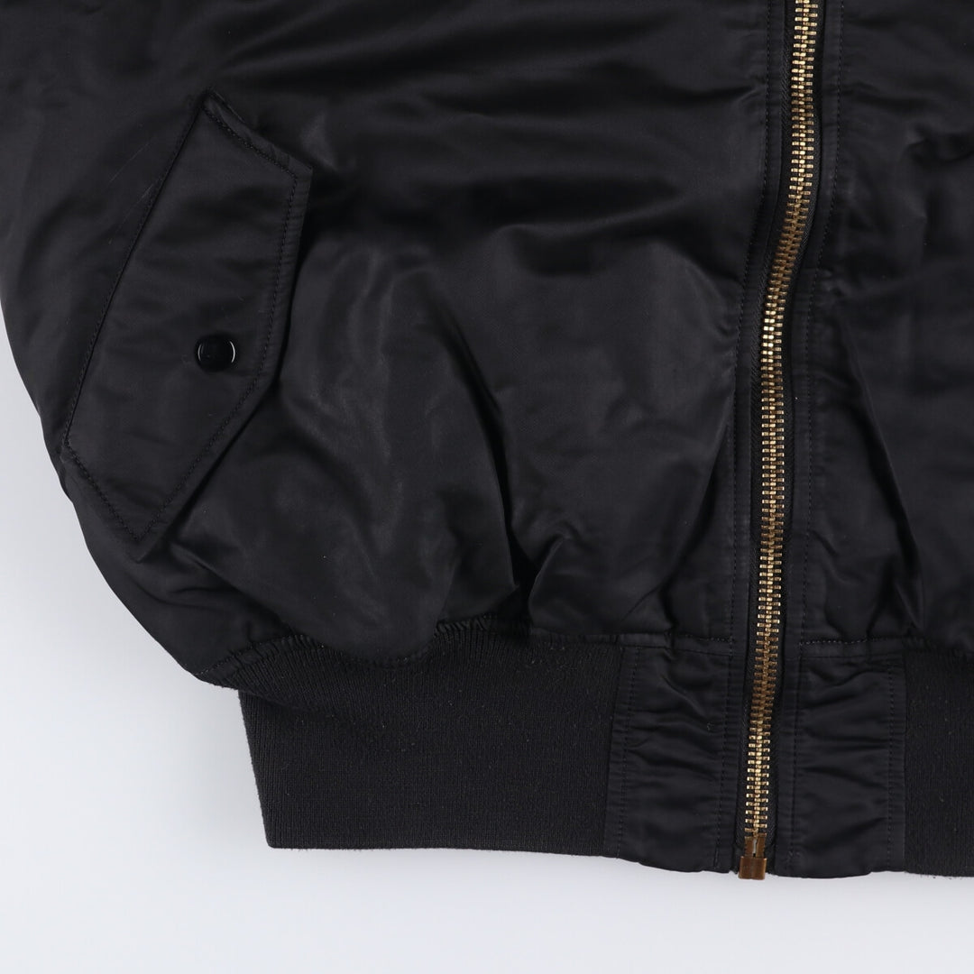90'S civilian Alpha MA-1 style padded military flight jacket, XLARGE, men's XL, vintage Nylon black type Vintage Second Hand