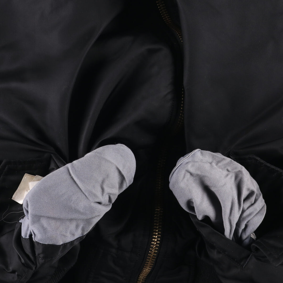 90'S civilian Alpha MA-1 style padded military flight jacket, XLARGE, men's XL, vintage Nylon black type Vintage Second Hand