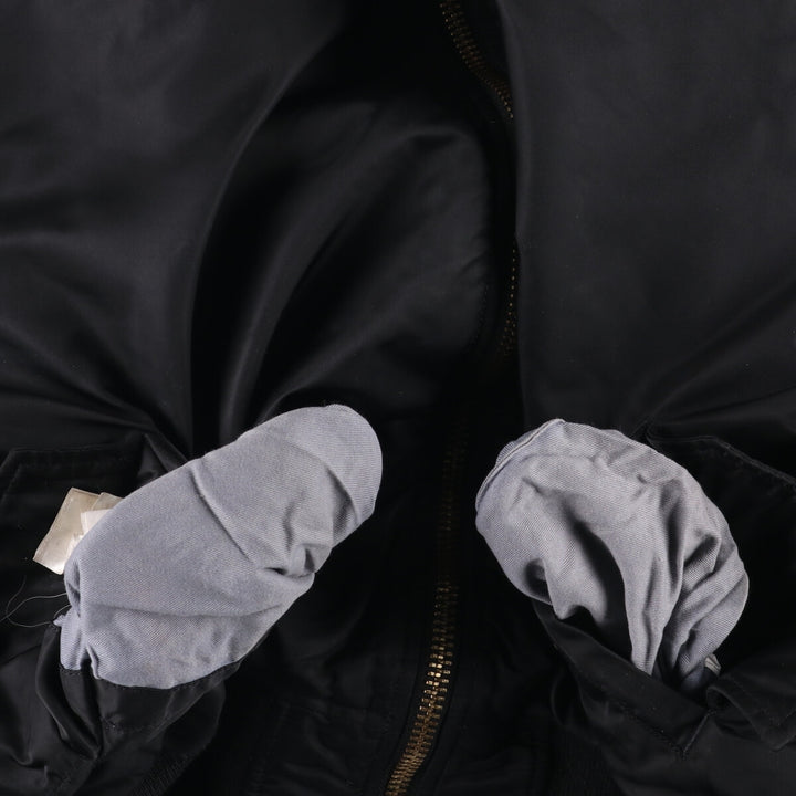 90'S civilian Alpha MA-1 style padded military flight jacket, XLARGE, men's XL, vintage Nylon black type Vintage Second Hand