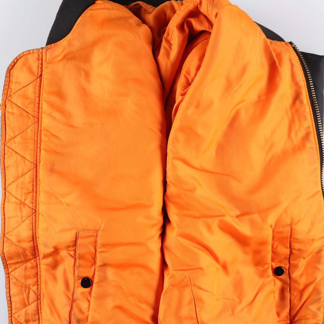 90'S civilian Alpha MA-1 style padded military flight jacket, XLARGE, men's XL, vintage Nylon black type Vintage Second Hand