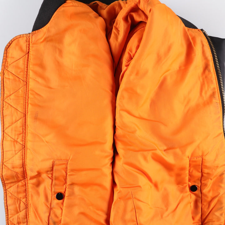 90'S civilian Alpha MA-1 style padded military flight jacket, XLARGE, men's XL, vintage Nylon black type Vintage Second Hand