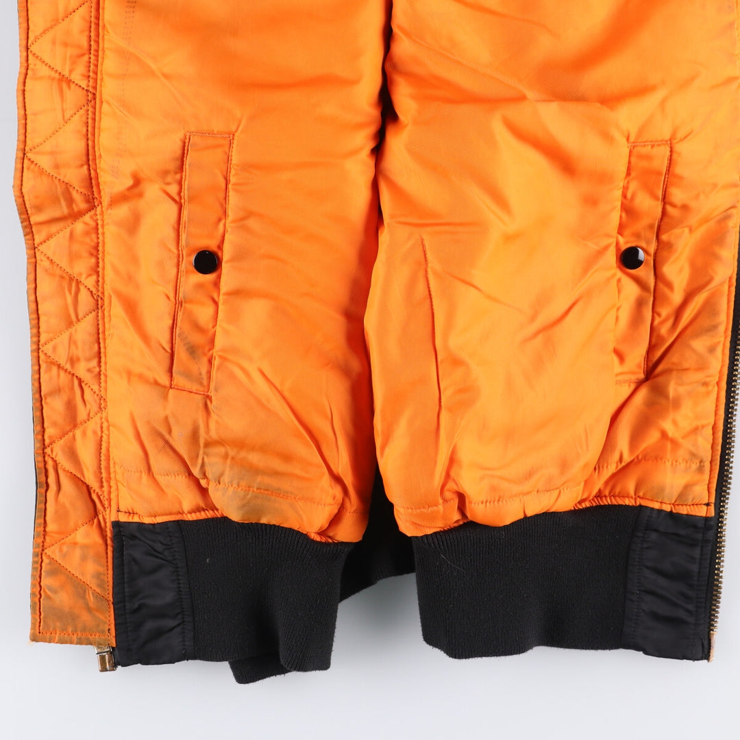 90'S civilian Alpha MA-1 style padded military flight jacket, XLARGE, men's XL, vintage Nylon black type Vintage Second Hand