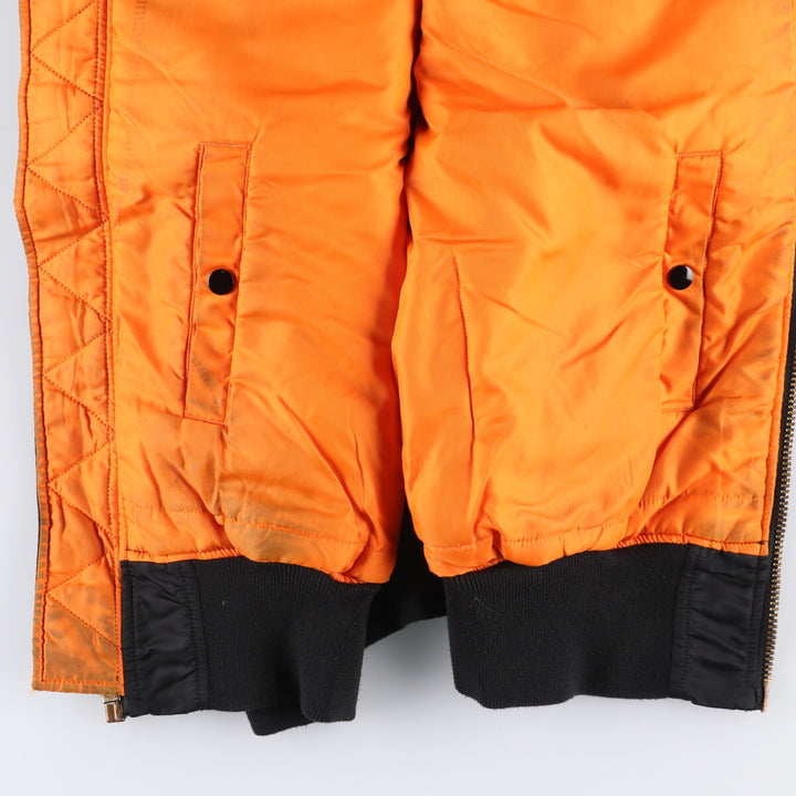 90'S civilian Alpha MA-1 style padded military flight jacket, XLARGE, men's XL, vintage Nylon black type Vintage Second Hand