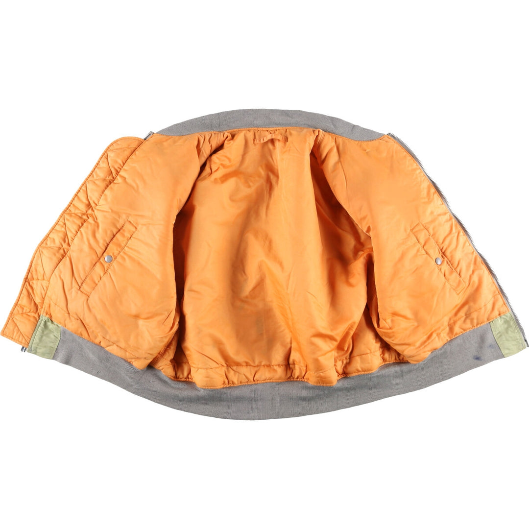 90'S civilian Alpha MA-1 style padded military flight jacket, men's size XL, vintage Nylon Khaki type Vintage Second Hand