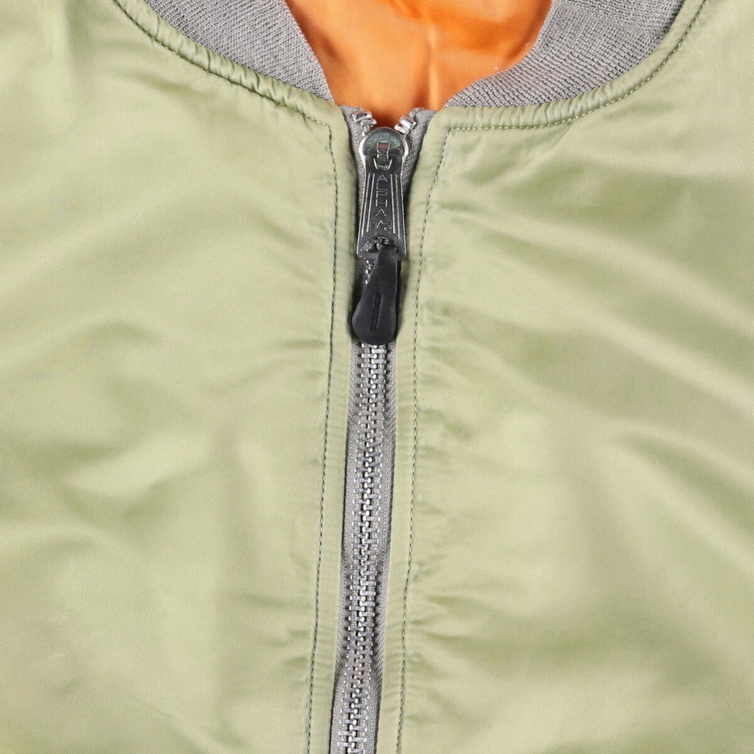 90'S civilian Alpha MA-1 style padded military flight jacket, men's size XL, vintage Nylon Khaki type Vintage Second Hand