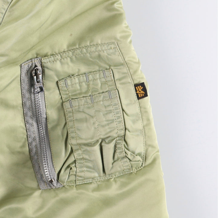 90'S civilian Alpha MA-1 style padded military flight jacket, men's size XL, vintage Nylon Khaki type Vintage Second Hand