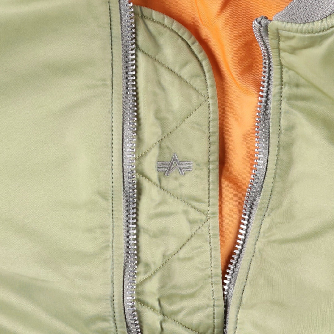 90'S civilian Alpha MA-1 style padded military flight jacket, men's size XL, vintage Nylon Khaki type Vintage Second Hand