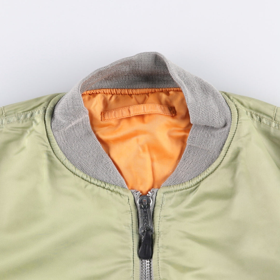 90'S civilian Alpha MA-1 style padded military flight jacket, men's size XL, vintage Nylon Khaki type Vintage Second Hand