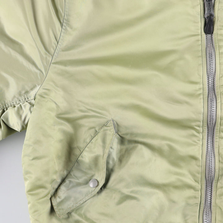 90'S civilian Alpha MA-1 style padded military flight jacket, men's size XL, vintage Nylon Khaki type Vintage Second Hand