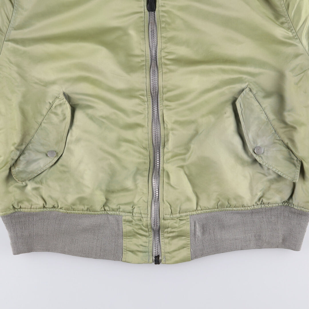 90'S civilian Alpha MA-1 style padded military flight jacket, men's size XL, vintage Nylon Khaki type Vintage Second Hand