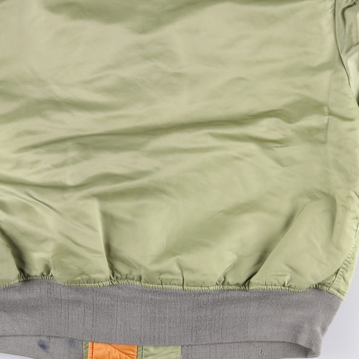 90'S civilian Alpha MA-1 style padded military flight jacket, men's size XL, vintage Nylon Khaki type Vintage Second Hand