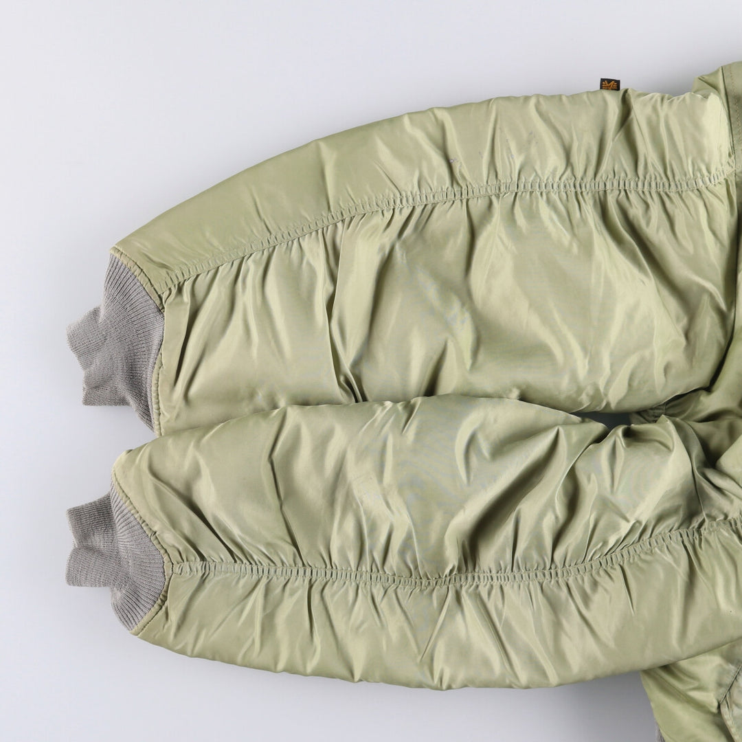 90'S civilian Alpha MA-1 style padded military flight jacket, men's size XL, vintage Nylon Khaki type Vintage Second Hand