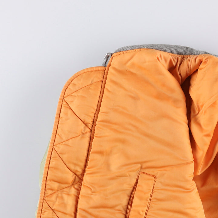 90'S civilian Alpha MA-1 style padded military flight jacket, men's size XL, vintage Nylon Khaki type Vintage Second Hand