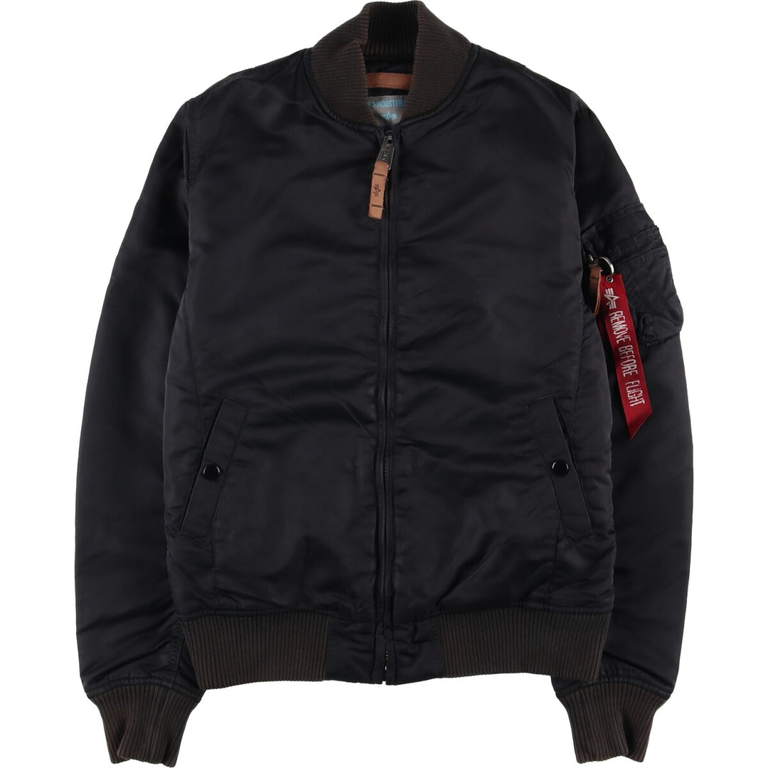 Civilian Alpha MA-1 style padded military flight jacket, men's size M Nylon black type Vintage Second Hand