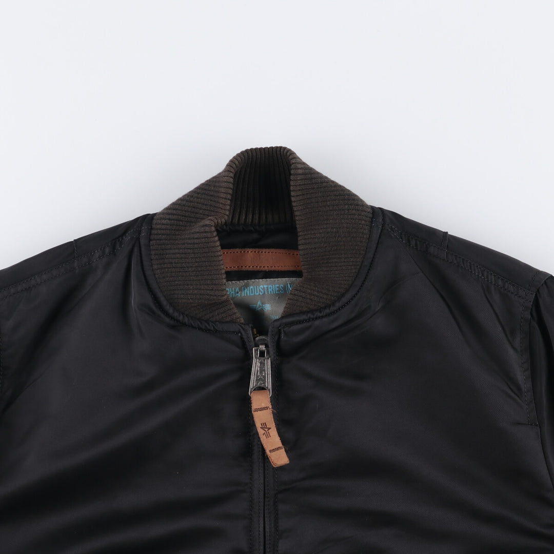 Civilian Alpha MA-1 style padded military flight jacket, men's size M Nylon black type Vintage Second Hand